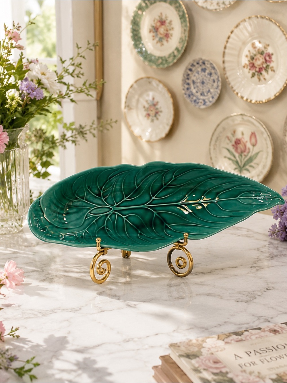 Vintage Ceramic Wedgwood Majolica Long Leaf Plate